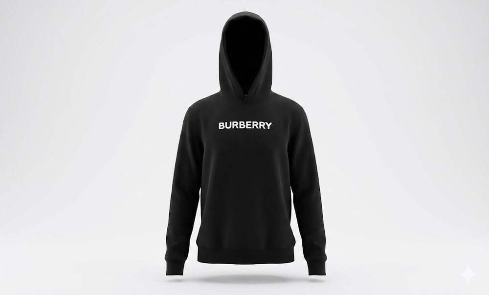 Burberry Logo Cotton Hoodie in Black
